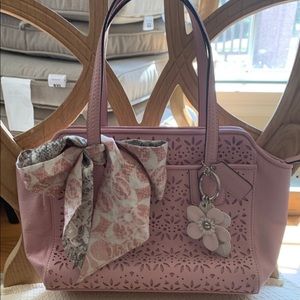 Coach Pink Bette tote with bag scarf & flower bag charm